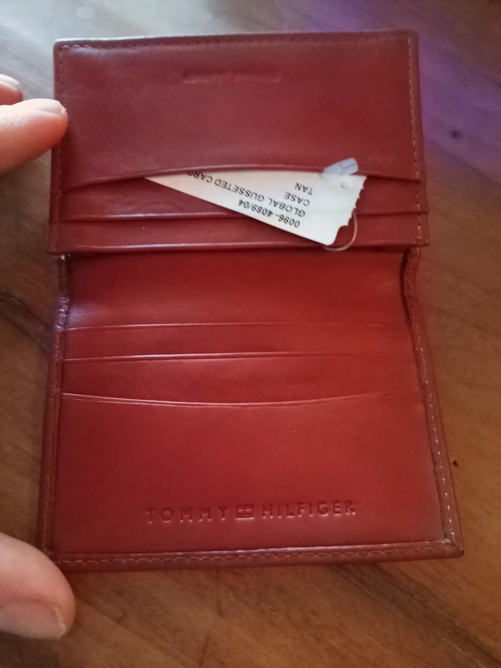 Hilfiger Embossed Brown Leather Credit Card Wallet